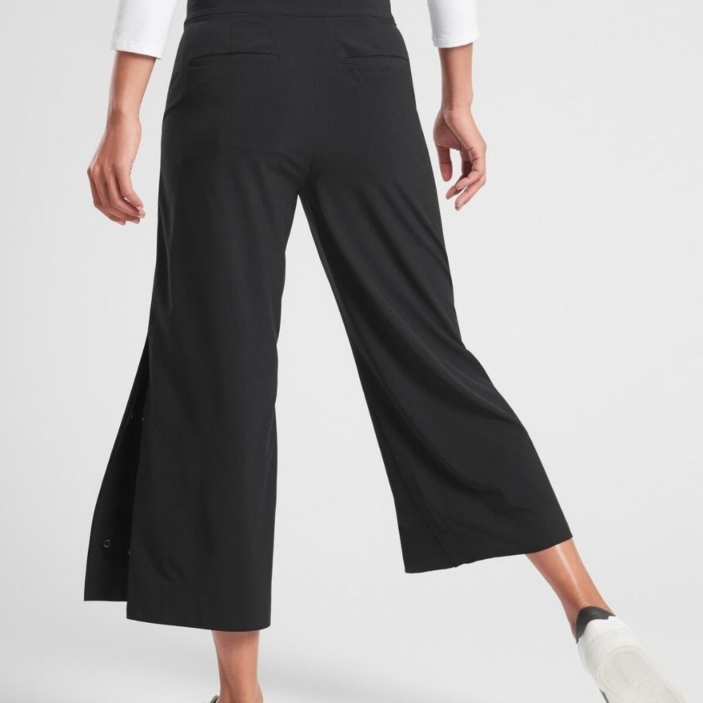Athleta Tribeca Snap Ankle Crop Pants Black Athletic Women's Size 8 H13384 - Picture 7 of 12